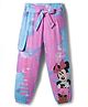 Pine Kids Disney Terry Knit Full Length Track Pant with Fabric Belt Minnie Mouse Graphic & Tie and Dye Detailing - Pink & Light Blue
