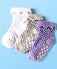 Cute Walk by Babyhug Knit Ankle Length Anti Skid Anti Bacterial Socks with Cable Knit Design Pack of 3 - Purple Grey & White
