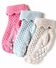 Cute Walk by Babyhug Knit Ankle Length Anti Skid Anti Bacterial Socks with Cable Knit Design Pack of 3 - Pink Light Blue & Grey