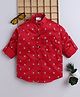 BAATCHEET Cotton Woven Full Sleeves Striped & Zebra Printed Shirt - Red