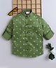 BAATCHEET Cotton Woven Full Sleeves Striped & Zebra Printed Shirt - Green