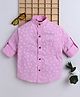 BAATCHEET Cotton Woven Full Sleeves Alphabets Printed Shirt - Pink