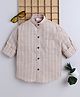 BAATCHEET Cotton Linen Woven Full Sleeves Striped Shirt - Beige