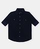 INFINITY Corduroy Cotton Woven Full Sleeves Solid Shirt - Navy Blue