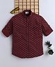 BAATCHEET Cotton Woven Full Sleeves Abstract Printed Shirt - Maroon