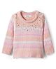 Babyoye Knit Full Sleeves Pullover Sweater with Stripes - Multicolor