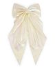 Ribbon candy Bow Applique Detailed Pearls Embellished Barette Clip - White