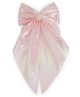 Ribbon candy Bow Applique Detailed Pearls Embellished Barette Clip - Baby Pink