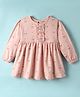 CUCUMBER Interlock Knit Full Sleeves Candle Printed Frock - Baby Pink