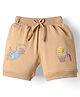 Mini Taurus 100% Cotton Knee Length Shorts With Animal Print - Khaki