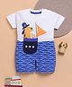 TOONYPORT Cotton Knit Half Sleeves Dog & Ship Printed Romper - Blue