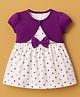 Babyhug Cotton Woven Frock With Half Sleeves  Shrug & Polka Dot & Bow Applique - White