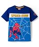 Pine Kids Marvel Single Jersey Knit Half Sleeves Cut & Sew T-Shirt with Spiderman Graphics - Blue