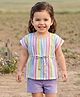 Babyhug Cotton Woven  Sleeveless Striped Top & Short Set - Multi Colour