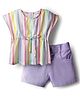 Babyhug Cotton Woven  Sleeveless Striped Top & Short Set - Multi Colour