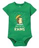 Zeezeezoo 100% Cotton Knit Monsoon Theme Half Sleeves My First Rains Text Printed Onesie - Green