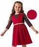 Hola Bonita Knit Three Fourth Sleeves Solid Block Dress with Belt - Maroon