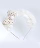 Pihoo Bow Applique & Fur Detailed Polka Dots Designed Hair Band - White