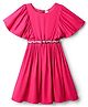 Hola Bonita Flutter Half Sleeves Solid Dress with Belt - Fuschsia