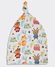 THE PLUSH CLUB Bamboo Baby Animals Printed Beanie Cap - Orange & White