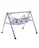 Foldable Cradle in Round Frame with U Shape Hammock |Easy to Assemble|Compact Fold| Mosquito Net| Travel Friendly| Breathable Fabric| Storage cum Carry Bag| Round Frame for Extra Strength - Light Blue
