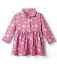 CUCUMBER Sinker Knit Full Sleeves Hearts Printed Shirt Dress With Collar Neck - Pink