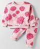 CUCUMBER Sinker Knit Full Sleeves Co-Ord Night Suit With Floral Print - Baby Pink