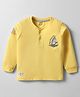 CUCUMBER Sinker Knit Full Sleeves Henley T-Shirt with Ship Embroidery - Yellow