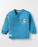 CUCUMBER Sinker Knit Full Sleeves Henley Neck T-Shirt with Basketball Embroidery - Royal Blue