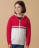 Pine Kids Knit Full Sleeves Front Open Hooded Sweater with Cable Knit Design - Red
