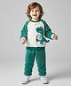 Mark & Mia Fur Woven Full Raglan Sleeves Night Suit with Dino Embroidery - Green