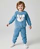 Mark & Mia Fur Knit Full Sleeves Winter Wear Sweatshirt & Lounge Pant With Animal Face Embroidery - Blue