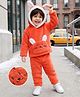 Mark & Mia Fur Woven Full Sleeves Winter Wear Night Suit With Cat Embroidery &  Ears on Head & in Centre Front Detailing - Coral