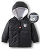 Mark & Mia Woven Full Sleeves Hooded Quilted Jacket With Teddy Bear Patch - Black