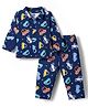 Doodle Poodle 100% Cotton Knit Full Sleeves Co-Ord  Nightsuit with Vehicle - Blue
