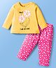 Doodle Poodle 100% Cotton  Full Sleeves Night Suit with Text Unicorn & Heart Print - Yellow & Pink