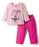 Doodle Poodle 100% Cotton Knit Full Sleeves Nightsuit with Unicorn Print - Pink & Dark Pink