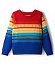 Pine Kids Cotton Knit Full Sleeves Pullover Sweater With Aztec & Colour Block Design - Multicolour