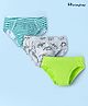 Honeyhap Premium Cotton Knit Briefs With Bio Finish Dino Print & Stripes Pack of 3 - Acid Lime & Bright White