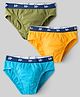 Honeyhap  Premium Cotton  Elastane Solid Color Briefs  With Bio Finish Pack of 3 -  Scuba Blueiguana & Banana