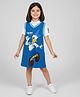 Ollington St. Disney Oversize Half Sleeve Overlapped One Piece Dress With Minnie Mouse Graphics With Collar Detailing - Blue