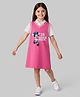 Ollington St. Disney Oversize Half Sleeves Overlapped One Piece Dress With Minnie Mouse Graphics With Collar Detailing - Pink