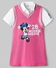 Ollington St. Disney Oversize Half Sleeves Overlapped One Piece Dress With Minnie Mouse Graphics With Collar Detailing - Pink