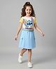 OLLINGTON ST. Disney Single Jersey Half Sleeves T-Shirts & Skirt Set & Belt with Lilo N Stitch Graphics and Belt - Light Blue & White