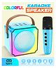 Fiddlerz Karaoke Speaker with Wireless Microphone RGB Lights Long Battery Life Rechargeable Speaker with Type -C Charging Cable for 4 + Year Old (Blue)