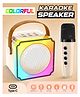 Fiddlerz Karaoke Speaker with Wireless Microphone RGB Lights Long Battery Life Rechargeable Speaker with Type -C Charging Cable for 4 + Year Old (Beige)
