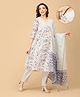 The Mom Store Cotton Knit Three Fourth Sleeves Floral Printed Maternity & Nursing Kurta Pant With Dupatta Set - Multi Colour