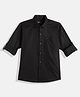 Charchit Cotton Woven Full Sleeves Solid Shirt - Black