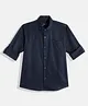Charchit Cotton Woven Full Sleeves Solid Shirt - Navy