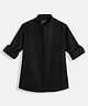 Charchit Cotton Woven Full Sleeves Solid Shirt - Black